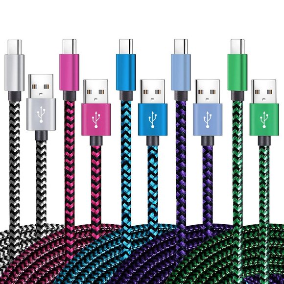 USB Type C Cable Fast Charging Tpc001 5 Pack(6Ft 3A) Braided C Charger Cables - Picture 1 of 7